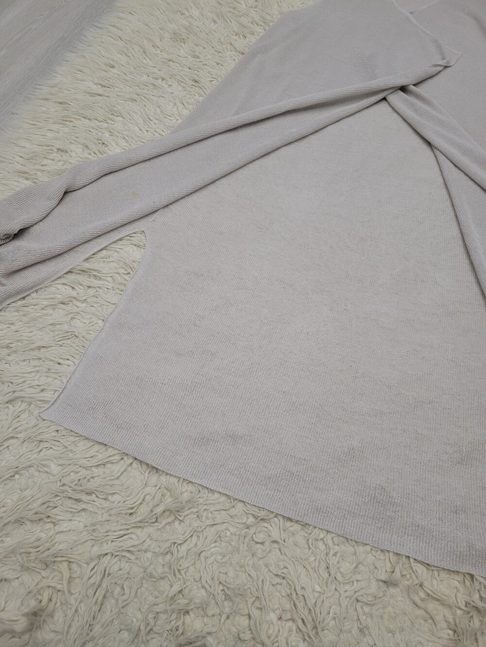 Eileen Fisher Sleeveless Long Open-Front Duster in Light Cream - Picture 5 of 11